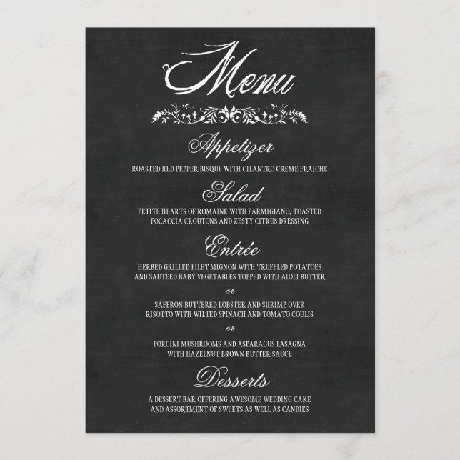 Chalkboard Wedding Menu Cards (Front)