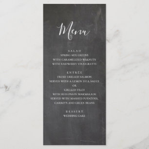 Chalkboard wedding menu. Modern grey dinner menu
