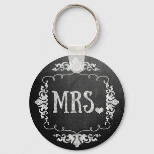 Chalkboard Wedding "Mrs." Key Ring