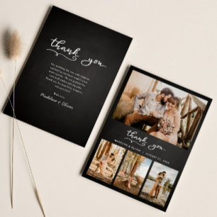 Chalkboard Wedding Multi Photo   Thank You Script Card