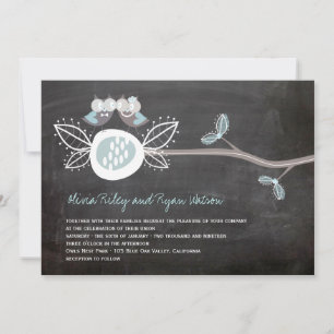 Chalkboard Wedding Owls Woodland Rustic Invite