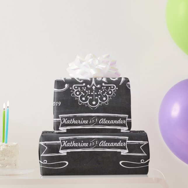 Chalkboard Wedding Personalised Wrapping Paper (Party Gifts)
