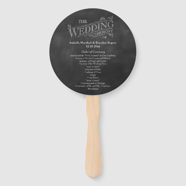 Chalkboard Wedding Program Fan (Front)