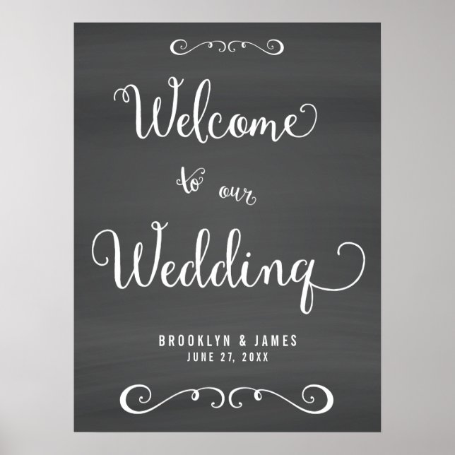 Chalkboard Wedding Reception Sign Print (Front)