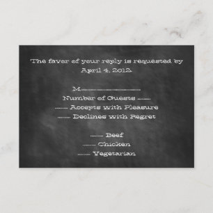 Chalkboard Wedding Reply Cards with Menu Options