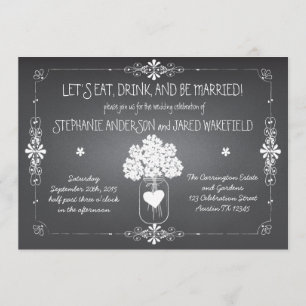 Chalkboard Wedding Rustic Mason Jar Invitation