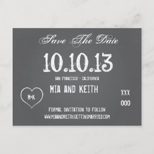 Chalkboard Wedding Save The Date Postcard