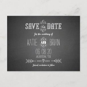 Chalkboard Wedding Save the Date Postcard