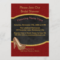 Chalkboard Wedding Shower | Red Gold Glitter Heels