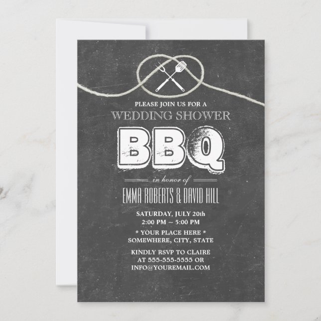 Chalkboard Wedding Shower Tying the Knot BBQ Party Invitation (Front)