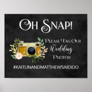 Chalkboard Wedding Sign Photos Hashtag