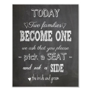 Chalkboard Wedding sign two families become one