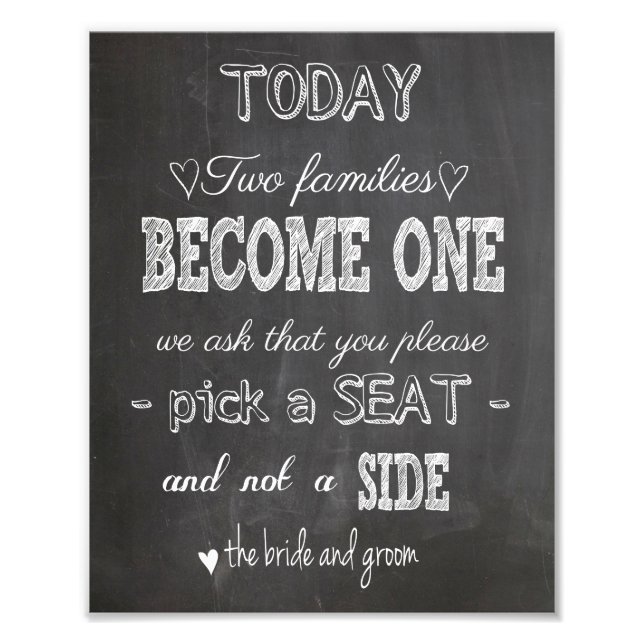 Chalkboard Wedding sign two families become one (Front)