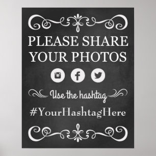 Chalkboard Wedding Social Media Hashtag Sign