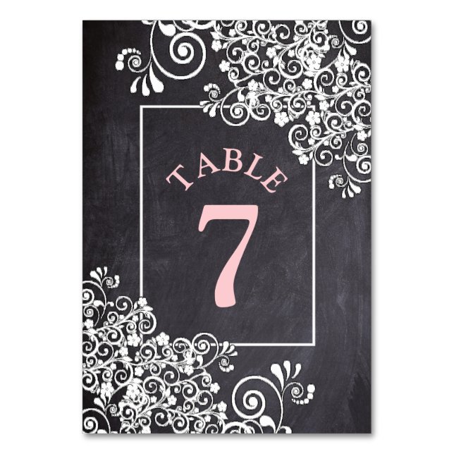 Chalkboard Wedding Table Number Card (Front)