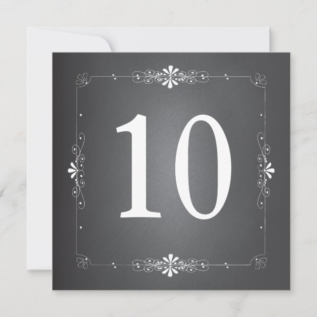 Chalkboard Wedding Table Number Square Card (Front)