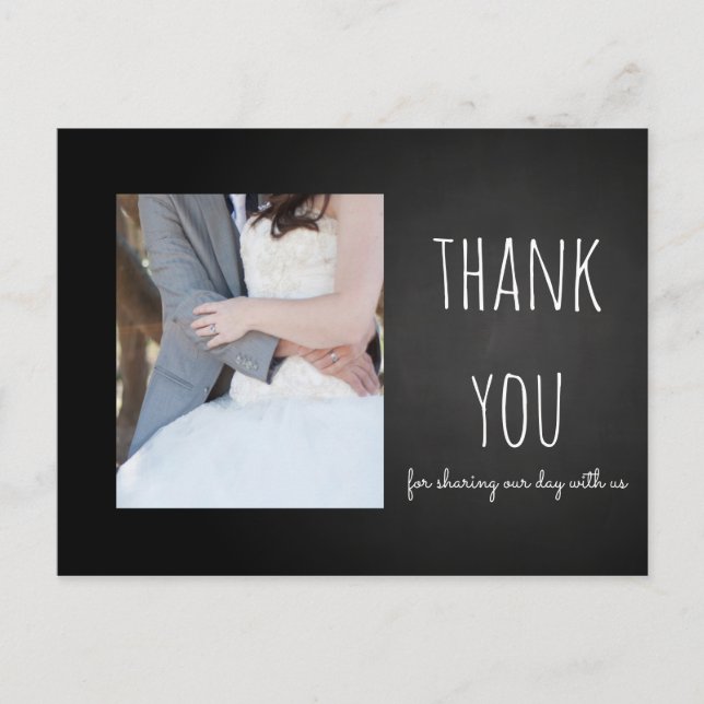 Chalkboard Wedding Thank You Photo Postcard (Front)