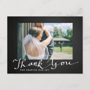 Chalkboard Wedding Thank You Typography Photo Postcard