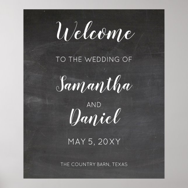 Chalkboard Wedding Welcome Sign (Front)
