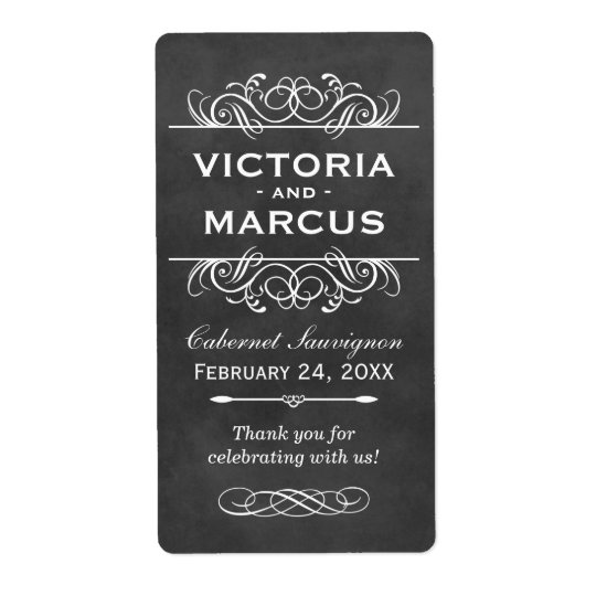 Chalkboard Wedding Wine Bottle Favour Labels