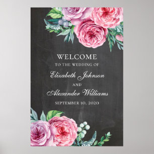 Chalkboard welcome sign print. Boho floral wedding