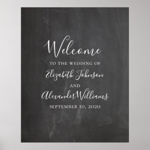 Chalkboard welcome sign print. Modern gray wedding