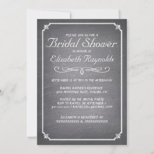 Chalkboard White Bridal Shower Invitations