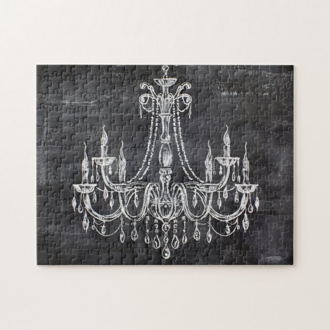 Chalkboard White Chalk Chandelier Jigsaw Puzzle (Horizontal)