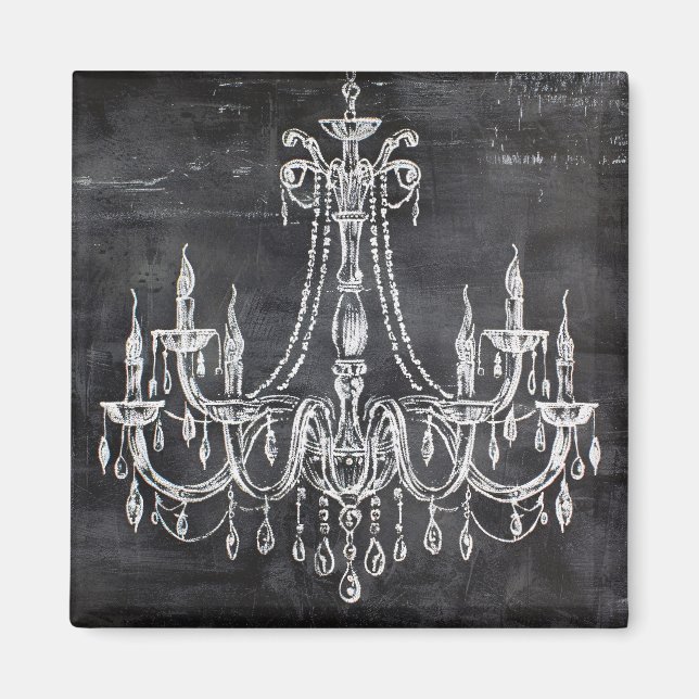 Chalkboard White Chalk Chandelier Magnet (Front)