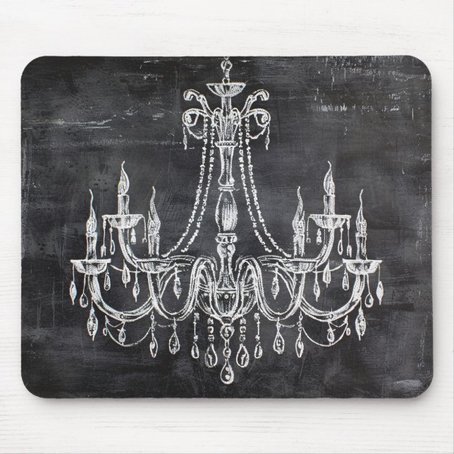 Chalkboard White Chalk Chandelier Mouse Mat (Front)