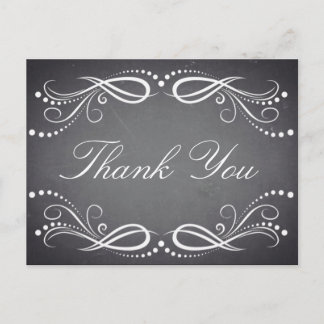 Chalkboard white Floral Vintage Rustic Thank You Postcard