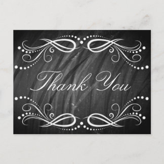 Chalkboard white Floral Vintage Rustic Thank You Postcard
