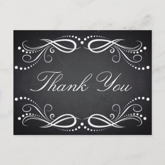 Chalkboard white Floral Vintage Rustic Thank You Postcard