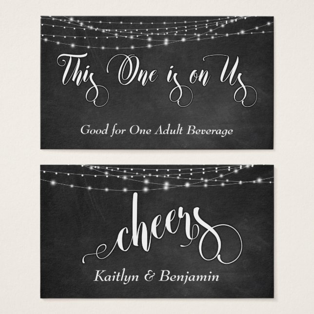 Chalkboard & White Light Strings, Drink Tickets (Front & Back)