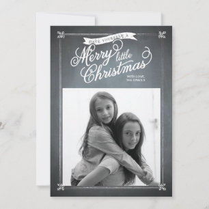 Chalkboard White Mistletoe Holiday Photo Card