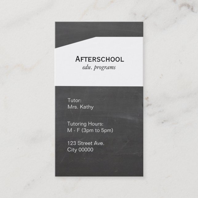 Chalkboard White Panel Business Card (Front)