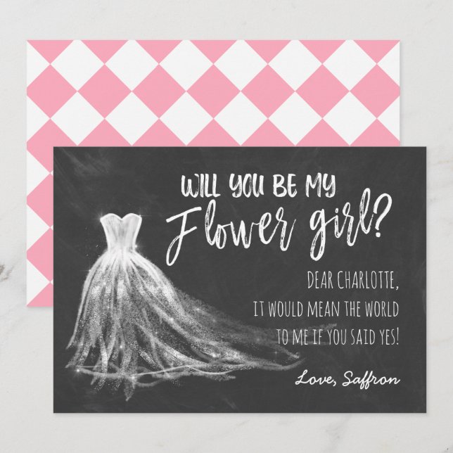 Chalkboard Will You Be My Flower Girl Invitation (Front/Back)