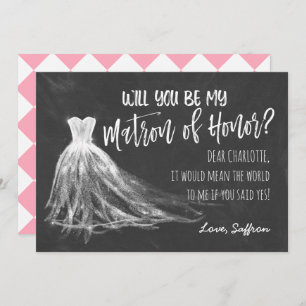 Chalkboard Will You Be My Matron of Honour Invitation