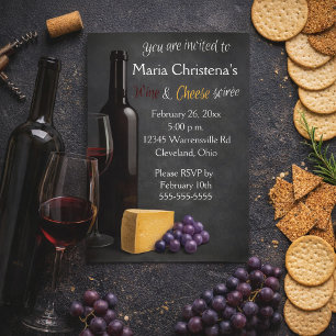 Chalkboard Wine And Cheese Soiree Invitation