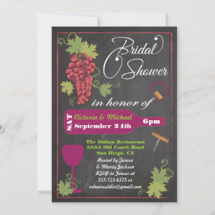 Chalkboard Wine Bridal Shower Invitations