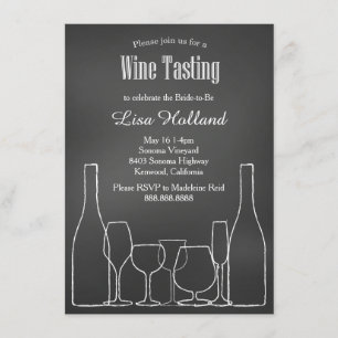 Chalkboard Wine Tasting Bridal Wedding Shower Invitation