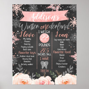 Chalkboard Winter Onederland Milestone Birthday Poster