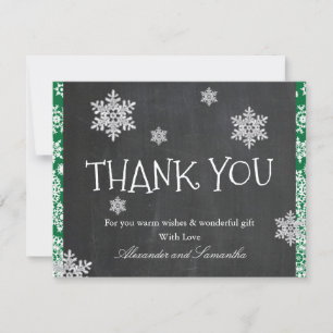 Chalkboard Winter Snowflake Thank You Card
