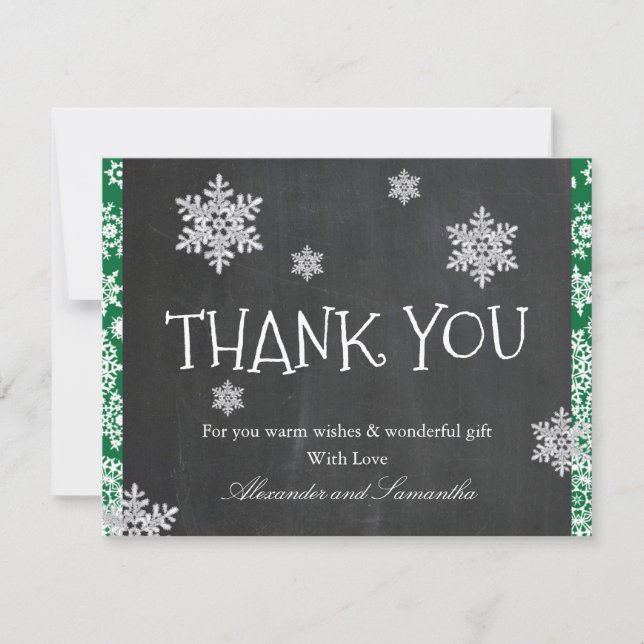 Chalkboard Winter Snowflake Thank You Card (Front)