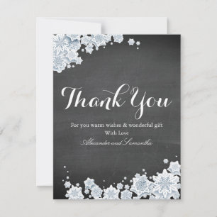 Chalkboard Winter Snowflake Thank You Card