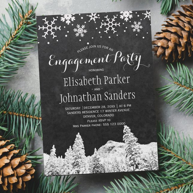Chalkboard winter wonderland engagement party invitation (Creator Uploaded)