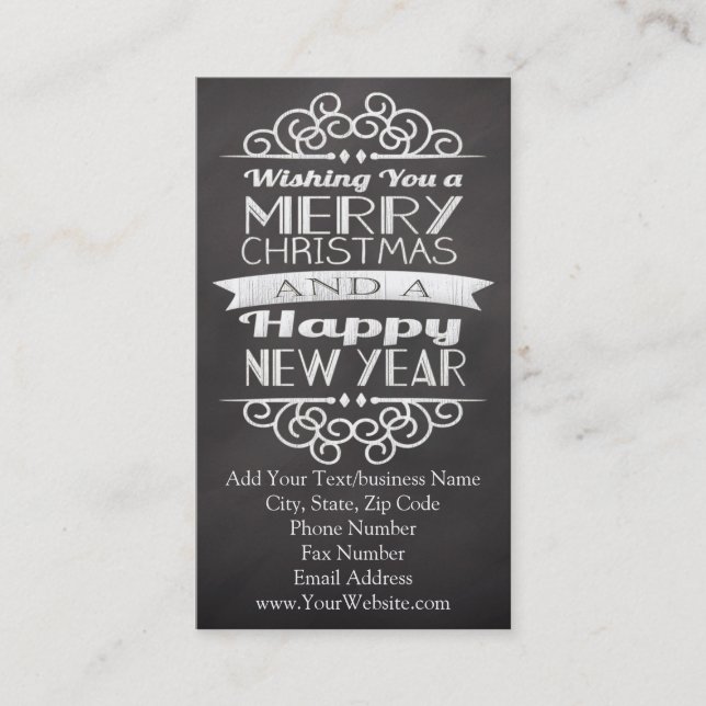 Chalkboard Wishing You Merry Christmas Business Card (Front)