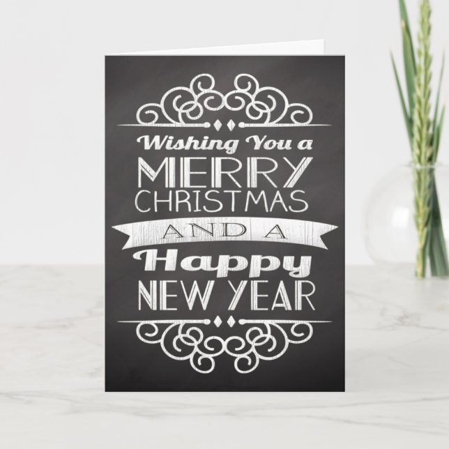 Chalkboard Wishing You Merry Christmas Holiday Card (Front)