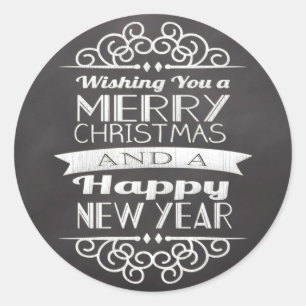 Chalkboard Wishing You Merry Christmas Round Classic Round Sticker