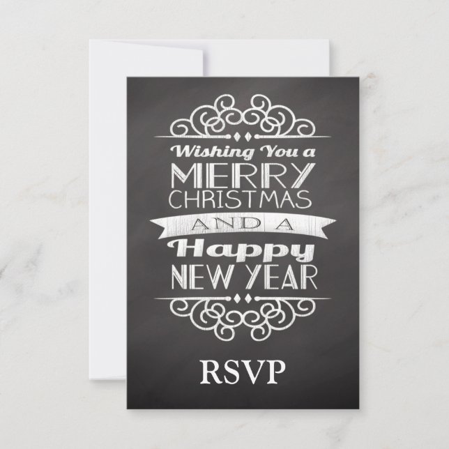 Chalkboard Wishing You Merry Christmas RSVP (Front)